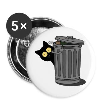 Black cat observed - Buttons large 2.2''/56 mm (5-pack) - white - Front