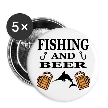 Pêche - Lot de 5 grands badges (56 mm) - blanc - Devant