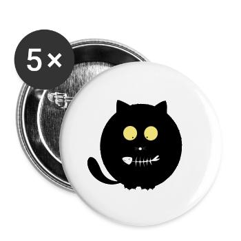 Fish Mouth Cat - Buttons large 2.2''/56 mm (5-pack) - white - Front