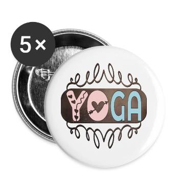 YOGA MINDFULNESS - DICTONS DE MÉDITATION - Lot de 5 grands badges (56 mm) - blanc - Devant