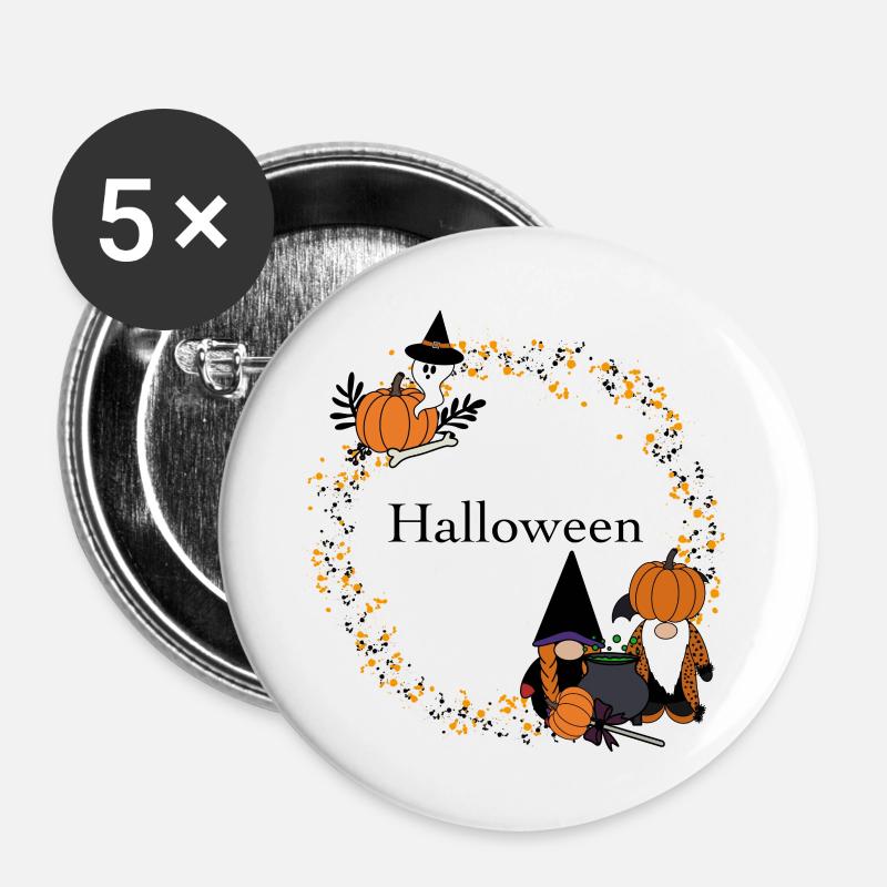 Halloween - Buttons groß 56 mm (5er Pack) - Weiß