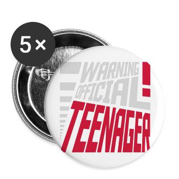 warning official teenage quote - Buttons large 2.2''/56 mm (5-pack) - white - Front