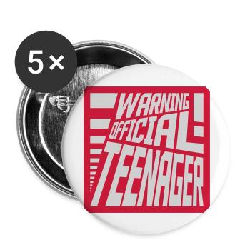 warning official teenage quote - Buttons large 2.2''/56 mm (5-pack) - white - Front