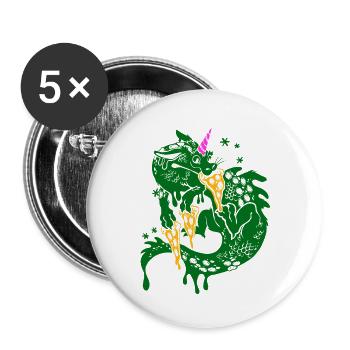 Pizza Dragon - Lot de 5 grands badges (56 mm) - blanc - Devant