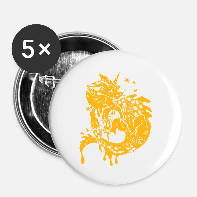 Pizza Dragon - Buttons large 2.2''/56 mm (5-pack) - white