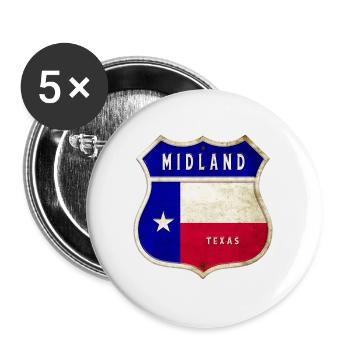 Midland Texas Wappen Flaggen Design - Buttons groß 56 mm (5er Pack) - Weiß - Vorne