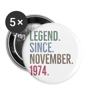 Légende depuis novembre 1974 - Lot de 5 grands badges (56 mm) - blanc - Devant