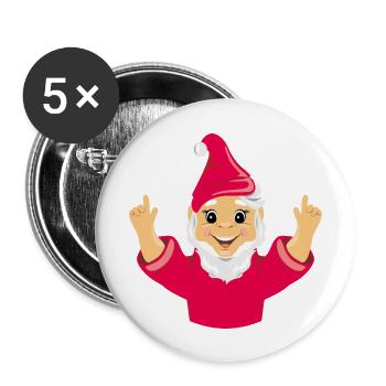 Happy gnome - Buttons large 2.2''/56 mm (5-pack) - white - Front