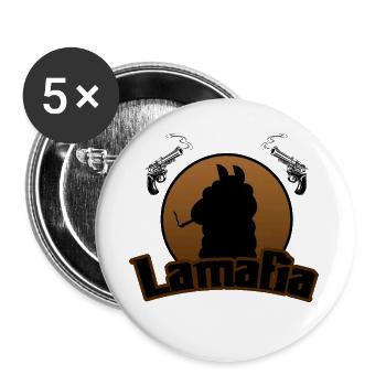 Lamafia (Lama-fia/La Mafia) - Lot de 5 grands badges (56 mm) - blanc - Devant