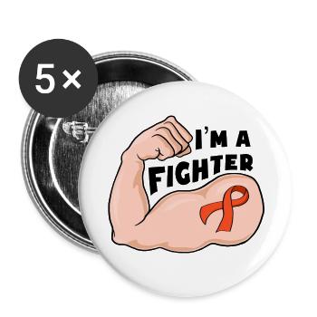 Fight Cancer - Orange ribbon - Buttons groß 56 mm (5er Pack) - Weiß - Vorne