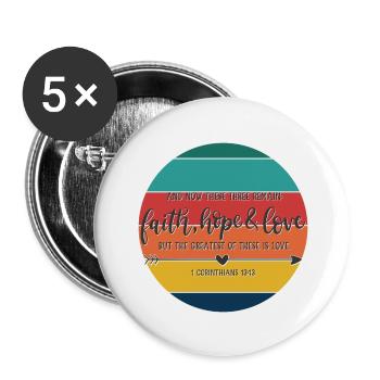 Christian Design Faith, Hope and Love - Buttons large 2.2''/56 mm (5-pack) - white - Front