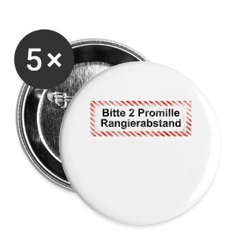 Bitte Rangierabstand einhalten: 2 Promille! Schild - Buttons groß 56 mm (5er Pack) - Weiß - Vorne