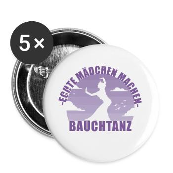 Bauchtänzerin . Echte Mädchen machen Bauchtanz - Buttons groß 56 mm (5er Pack) - Weiß - Vorne