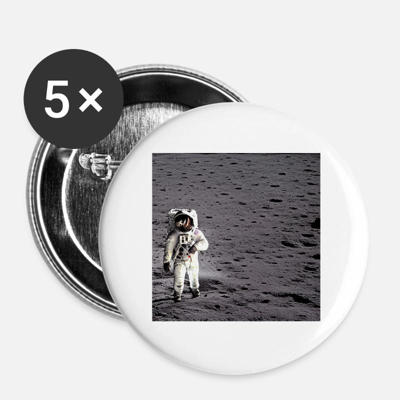 Astronaut on the moon - Buttons large 2.2''/56 mm (5-pack) - white