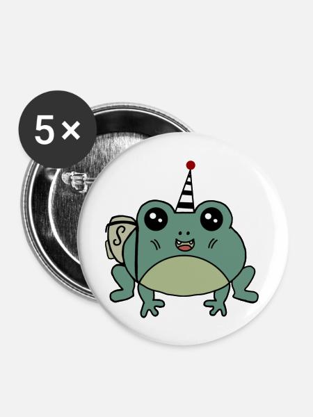 Silo der Frosch - Buttons groß 56 mm (5er Pack) - Weiß
