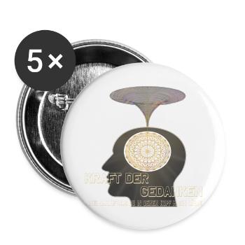 Kraft der Gedanken - Buttons groß 56 mm (5er Pack) - Weiß - Vorne