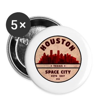 Houston Skyline Vintage Badge - Buttons large 2.2''/56 mm (5-pack) - white - Front