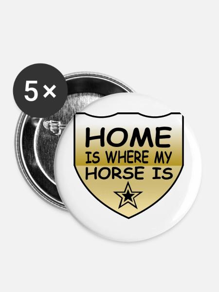 Pferd - Buttons groß 56 mm (5er Pack) - Weiß