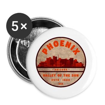 Phoenix Skyline Retro Abzeichen - Buttons groß 56 mm (5er Pack) - Weiß - Vorne