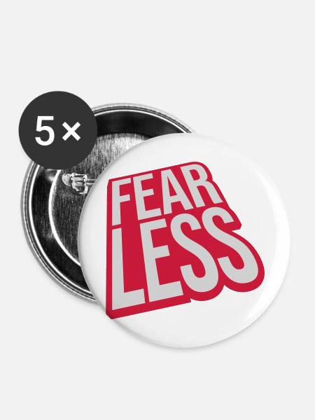 fearless Text Zitat Design - Buttons groß 56 mm (5er Pack) - Weiß