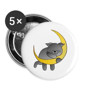 Monde, Katzen design, schlafend - Buttons groß 56 mm (5er Pack) - Weiß - Vorne
