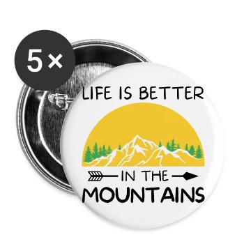 La vie est meilleure dans la nature tshirt de montagne - Lot de 5 grands badges (56 mm) - blanc - Devant