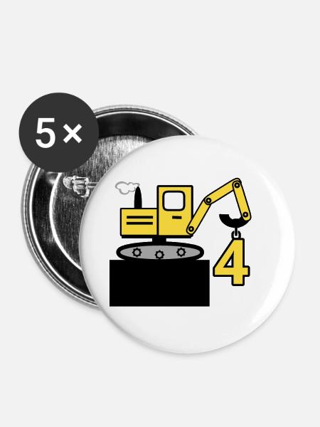 Bagger - Buttons groß 56 mm (5er Pack) - Weiß