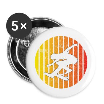 Skateboard Sakten Skateboarding Longboard Skater - Lot de 5 grands badges (56 mm) - blanc - Devant