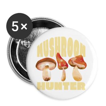 Mushroom Picker Nature Forest Mushroom Hunter - Buttons large 2.2''/56 mm (5-pack) - white - Front