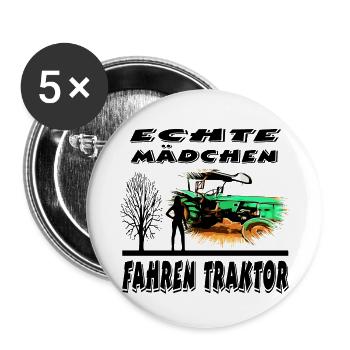 Traktor - Buttons groß 56 mm (5er Pack) - Weiß - Vorne