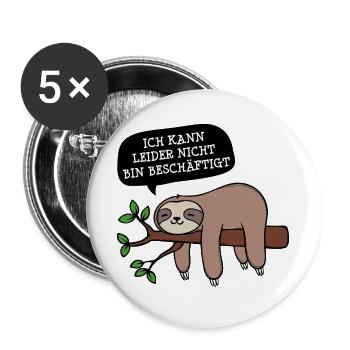 Schlafen Faul Dschungel Faultier Statement Müde - Buttons groß 56 mm (5er Pack) - Weiß - Vorne
