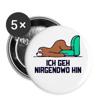 Säugetier Tier faultier Statement Langschläfer - Buttons groß 56 mm (5er Pack) - Weiß - Vorne
