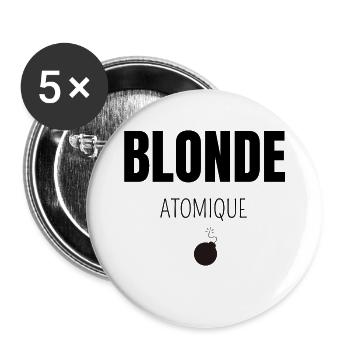 Blonde atomique - Lot de 5 grands badges (56 mm) - blanc - Devant
