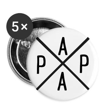 Papa - Buttons groß 56 mm (5er Pack) - Weiß - Vorne