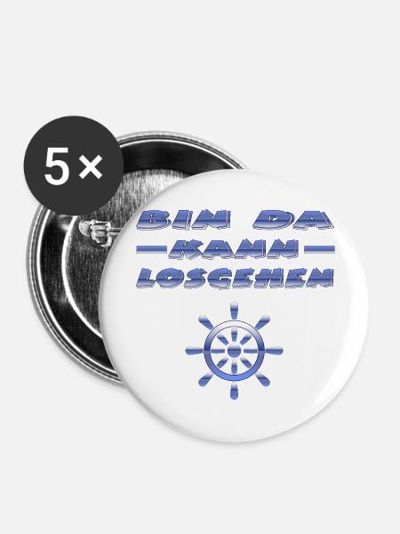 Segeln - Buttons groß 56 mm (5er Pack) - Weiß