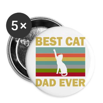 Best cat dad ever best cat dad kitten - Buttons large 2.2''/56 mm (5-pack) - white - Front