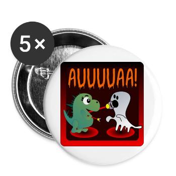 HALLOWEEN DINOSAURIER GEISTER - Buttons groß 56 mm (5er Pack) - Weiß - Vorne