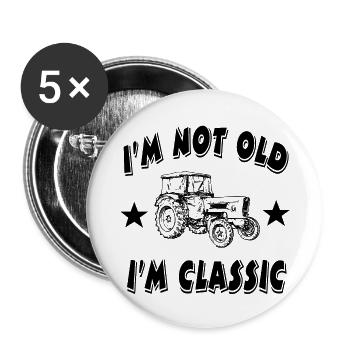 Tracteur - Lot de 5 grands badges (56 mm) - blanc - Devant