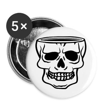 Cup Skull Horror Halloween - Buttons large 2.2''/56 mm (5-pack) - white - Front