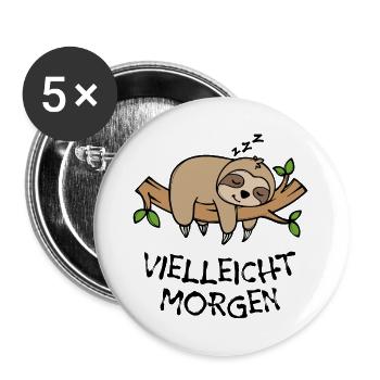 Säugetier Faul Tier Statement Faultier Schlafen - Buttons groß 56 mm (5er Pack) - Weiß - Vorne