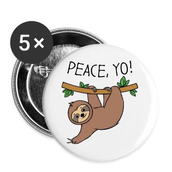 Faultier Cool Statement Hängematte Dschungel Tier - Buttons groß 56 mm (5er Pack) - Weiß - Vorne
