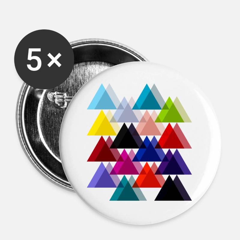 Doppelte Dreiecke - Buttons groß 56 mm (5er Pack) - Weiß