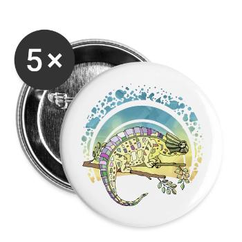 Caméléon - Lot de 5 grands badges (56 mm) - blanc - Devant