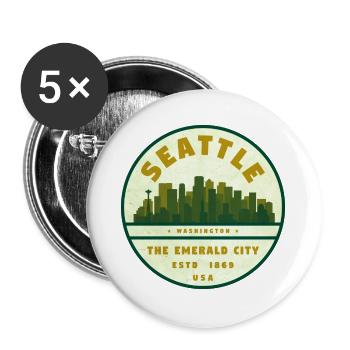 Seattle Emerald City Skyline - Buttons groß 56 mm (5er Pack) - Weiß - Vorne
