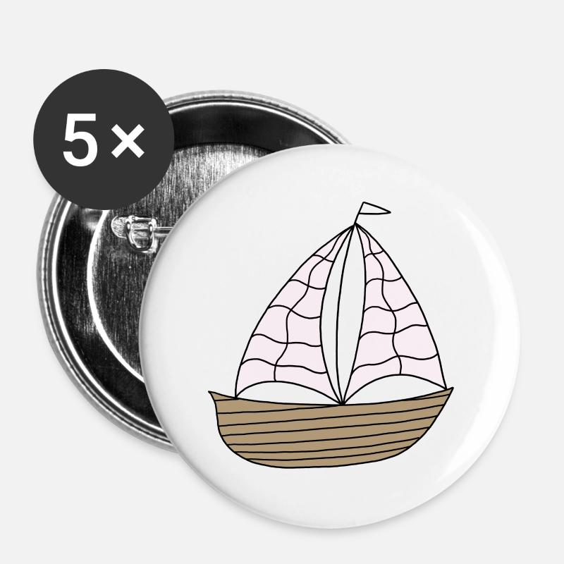 Sailboat - Buttons large 2.2''/56 mm (5-pack) - white