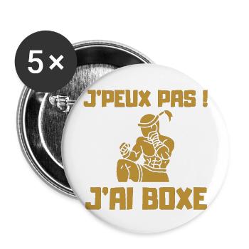 JPEUX PAS JAI BOXE THAI - Lot de 5 grands badges (56 mm) - blanc - Devant