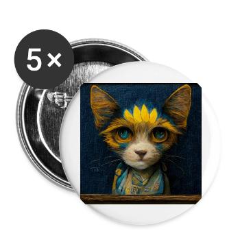 Chat mignon dans le style Van Gogh, très détaillé - Lot de 5 grands badges (56 mm) - blanc - Devant
