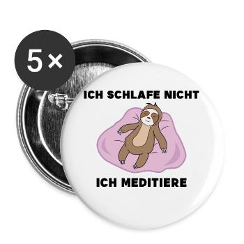 Faultier Schlafen Humorvoll Statement Säugetier - Buttons groß 56 mm (5er Pack) - Weiß - Vorne