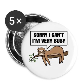Lazy Sleep Humorous Statement Jungle Animal - Buttons large 2.2''/56 mm (5-pack) - white - Front