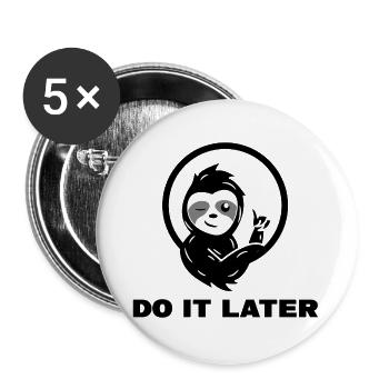 Chillen Faultier Faul Statement Urwald Säugetier - Buttons groß 56 mm (5er Pack) - Weiß - Vorne